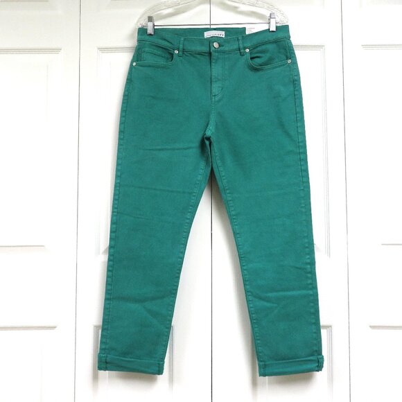 LOFT 8/29 The Girlfriend Ankle Jean Green Solid - Picture 1 of 6